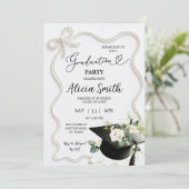 Einladung zur Abschlussfeier mit Perlen (Stehend Vorderseite)