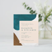 Einladung zur Abstrakten Aquamarinen Goldlobby-Par (Stehend Vorderseite)