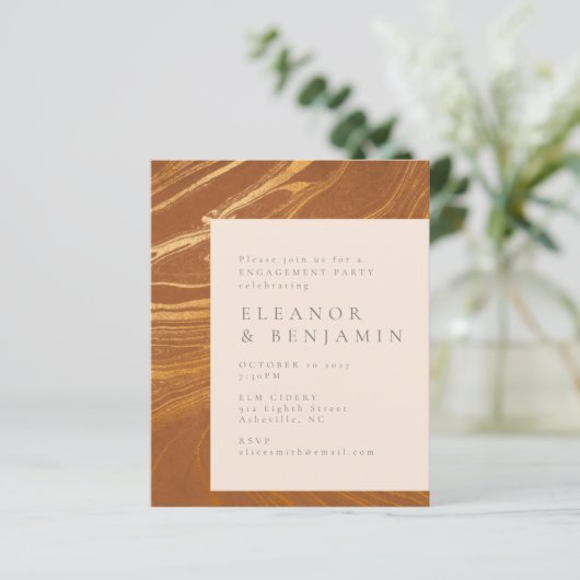 Einladung zur Abstrakten Art Gold-Engagement-Parte (Stehend Vorderseite)