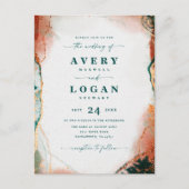 Einladung zur abstrakten Ethereal Aquamarin & Kupf (Vorderseite)