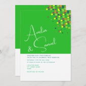 Einladung zur abstrakten Grünen Hochzeit (Vorne/Hinten)