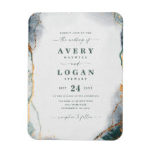 Einladung zur abstrakten grünen und goldenen Magne