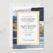 Einladung zur abstrakten Hochzeit | Blue Gold Wate (Vorderseite)