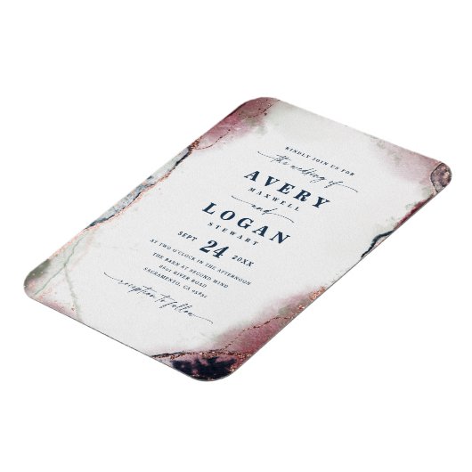 Einladung zur abstrakten Hochzeit in Burgund und N Magnet (Linke Seite)