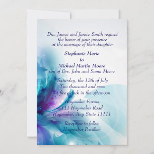 Einladung zur Abstrakten Hochzeit in hübschem Blau
