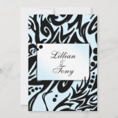 Einladung zur abstrakten Schwarz-Blau-Hochzeit (Rückseite)
