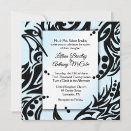 Einladung zur abstrakten Schwarz-Blau-Hochzeit