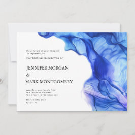 Einladung zur abstrakten Seidenblauer Hochzeit