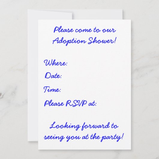 Einladung zur Adoption Tree Dusche (Rückseite)