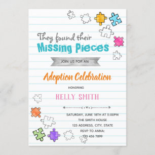 Einladung zur Adoptionsfeier von Missing Pieces