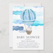 Einladung zur Air Baby Dusche | Blau (Vorderseite)