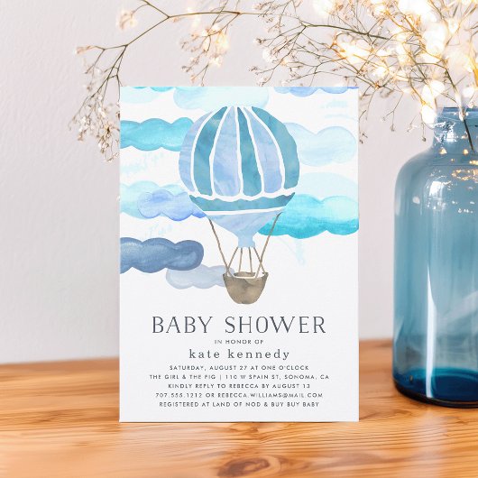 Einladung zur Air Baby Dusche | Blau
