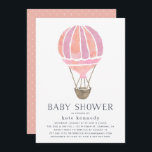 Einladung zur Air Baby Dusche | Rosa<br><div class="desc">Feiern Sie Ihr kleines Mädchen unterwegs mit dieser schicken und einfachen Babydusche-Einladung in sanften Pastellfarben. Das Design zeigt eine Heißluftballon-Abbildung in Pfirsich und Rosa,  darunter Ihre Veranstaltungsdetails in rauchblau-graue Schrift.</div>