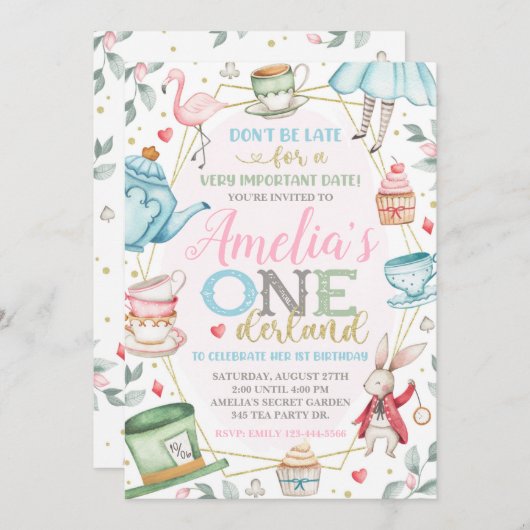 Einladung zur Alice im Wunderland, Einladung (Vorne/Hinten)