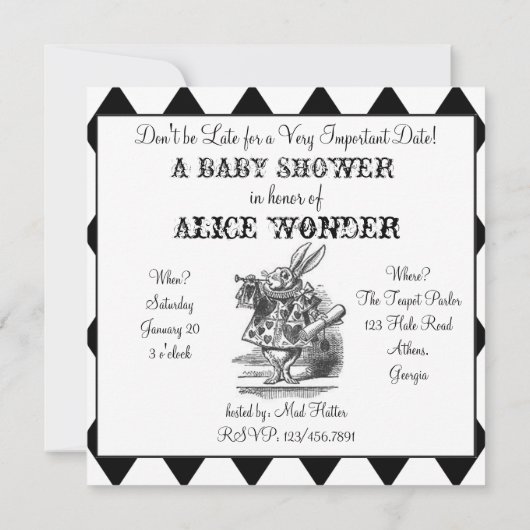 Einladung zur Alice im Wunderland Harlequin Square (Rückseite)