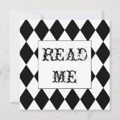 Einladung zur Alice im Wunderland Harlequin Square (Vorderseite)