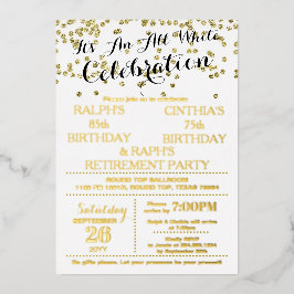 Einladung zur All White Celebration mit Goldfolie-
