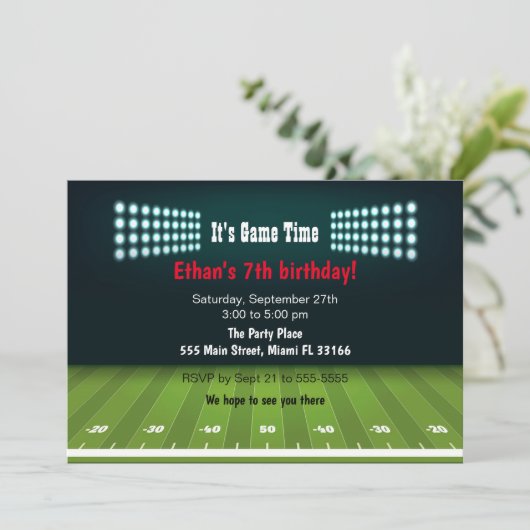 Einladung zur amerikanischen Fußballfeier (Stehend Vorderseite)