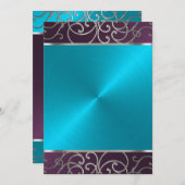 Einladung zur Aqua and Plum and Silver Holiday Par (Vorne/Hinten)
