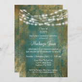 Einladung zur aquamarinen Goldene Lights-Graduiert (Vorne/Hinten)