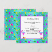 EINLADUNG ZUR aquamarinen Konfetti BIRTHDAY 2 (Vorne/Hinten)
