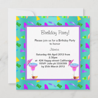 EINLADUNG ZUR aquamarinen Konfetti BIRTHDAY 2