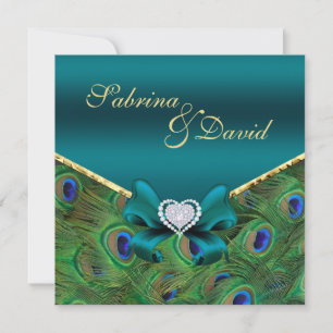 Einladung zur aquamarinen Pfauenhochzeit