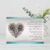 Einladung zur aquamarinen Pfauenhochzeit (Stehend Vorderseite)