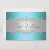 Einladung zur aquamarinen Pfauenhochzeit (Rückseite)