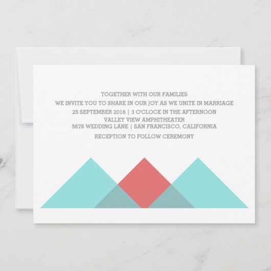 Einladung zur aquamarinen Red Geometric Triad Hoch (Rückseite)