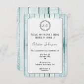 Einladung zur aquamarinen rustikalen Monogramm-Bra (Vorne/Hinten)