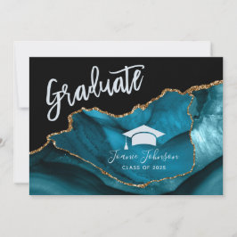 Einladung zur aquamarinen und Gold Glitzer Graduat