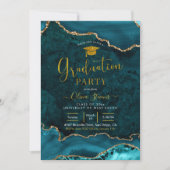 Einladung zur aquamarinen und goldenen Graduierten (Vorderseite)