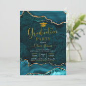 Einladung zur aquamarinen und goldenen Graduierten (Stehend Vorderseite)