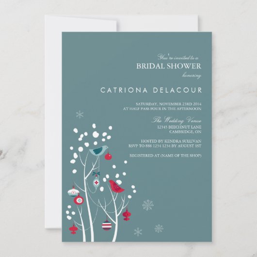 Einladung zur aquamarinen und roten Winterschneeba (Vorderseite)