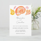 Einladung zur Aquarellmühle-Hochzeit in Urlaubsort (Stehend Vorderseite)