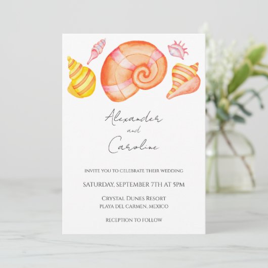 Einladung zur Aquarellmühle-Hochzeit in Urlaubsort (Stehend Vorderseite)