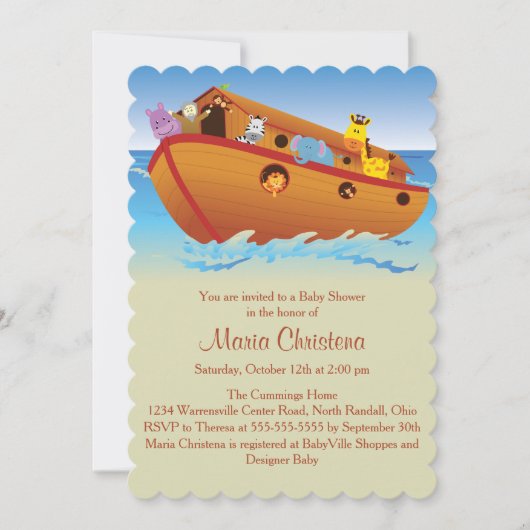 Einladung zur Ark Baby Dusche (Vorderseite)