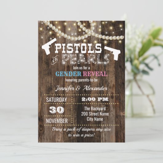 Einladung zur Aufdeckung von Pistolen oder Perlen (Stehend Vorderseite)