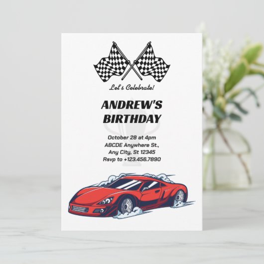 Einladung zur Autorennen (Stehend Vorderseite)