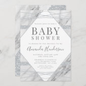 Einladung zur Baby-Dusche aus Diamant und Marmor (Vorne/Hinten)
