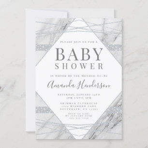 Einladung zur Baby-Dusche aus Diamant und Marmor