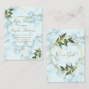 Einladung zur Baby-Dusche aus weißem und goldenem 