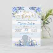 Einladung zur Baby-Dusche, Elephant-Babydusche (Stehend Vorderseite)