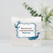 Einladung zur Baby-Dusche im Nautischen Wal Ocean (Stehend Vorderseite)