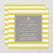 Einladung zur Baby-Dusche in Gelb und Grau (Vorne/Hinten)