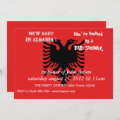 Einladung zur Baby Dusche mit der Flagge Albaniens (Vorne/Hinten)