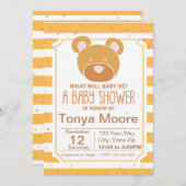 Einladung zur Baby-Dusche mit gelbem Bären (Vorne/Hinten)