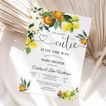 Einladung zur Baby-Party mit kleinem Süßen und Zit