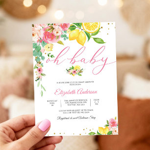 Einladung zur Baby-Party mit Zitronenblüten